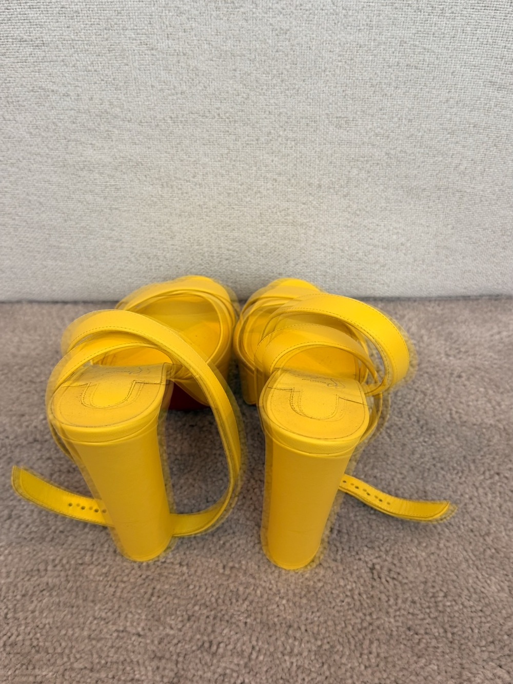 Christian Louboutin Yellow Crisscross Platform Sandals - Picture 3 of 7